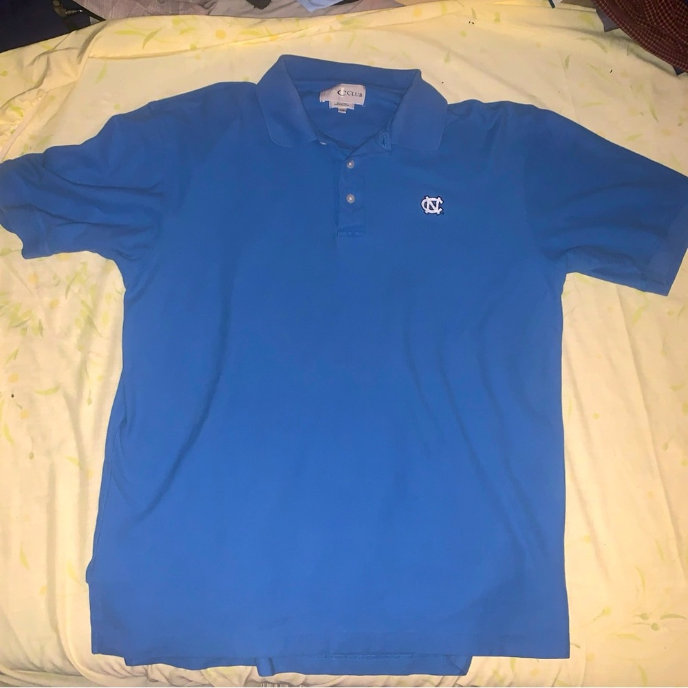 NORTH CAROLINA TAR HEELS Blue W/Logo Short Sleeve Golf Polo Shirt M Izod Club